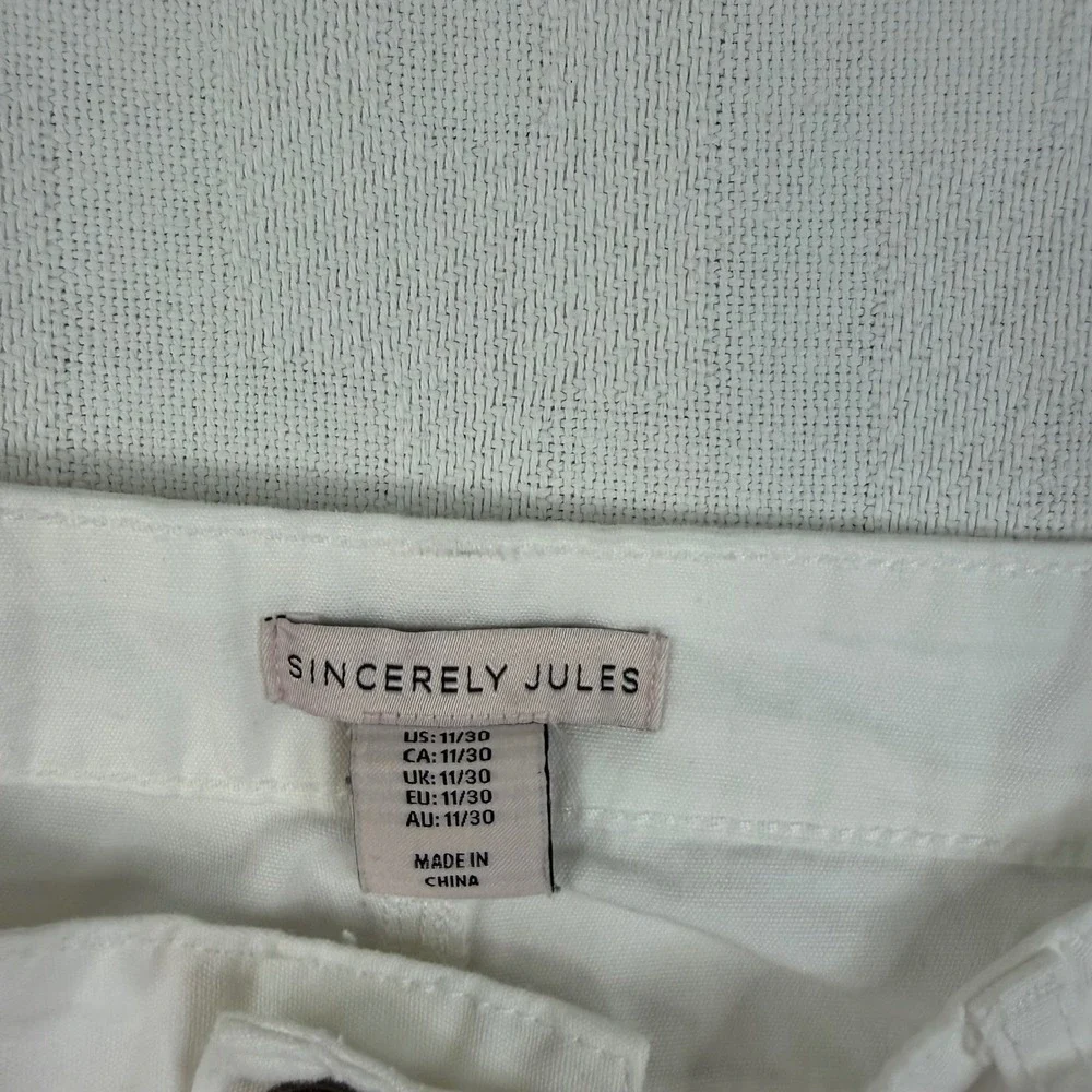 Sincerely Jules White Wide Leg Cargo Pants High Rise Utility Trousers Size 11/30
